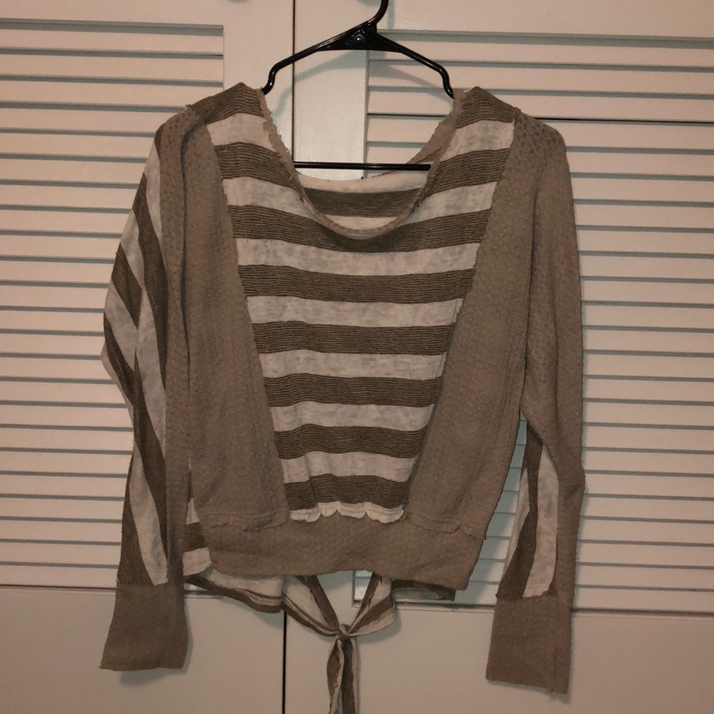 Grey and white open back sweater